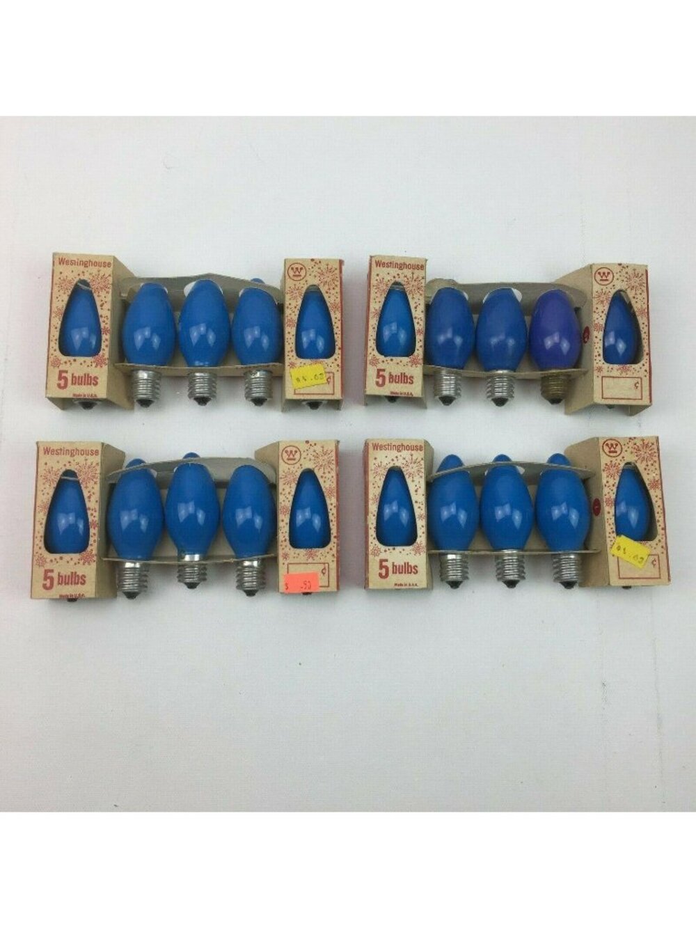 Vintage Westinghouse Christmas Hanukkah Bulbs D14 C-9 1/2 Light Blue Lot of 4